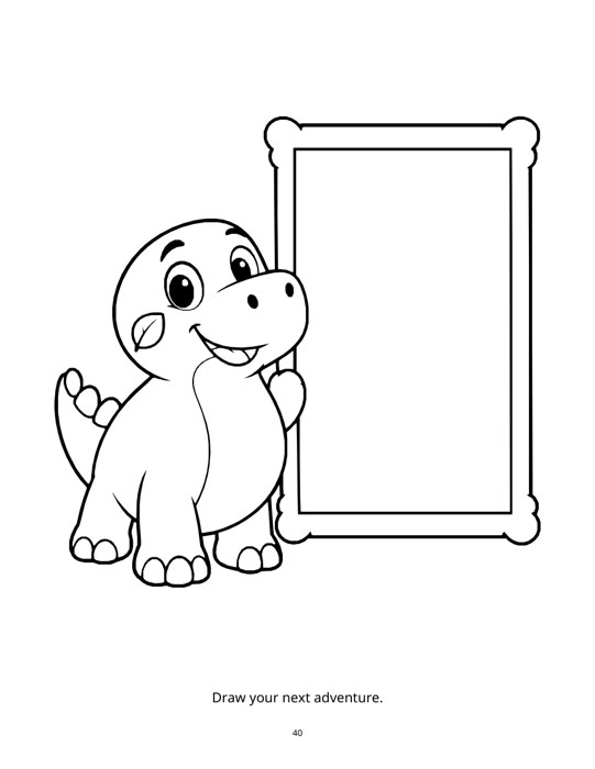Stompwick beside an empty frame to draw in